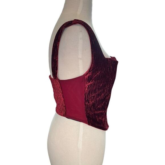 N By Naked Wardrobe Boned Plush Velvet Crop Tank In Wine Size XL NWT Zip Back - Picture 5 of 12